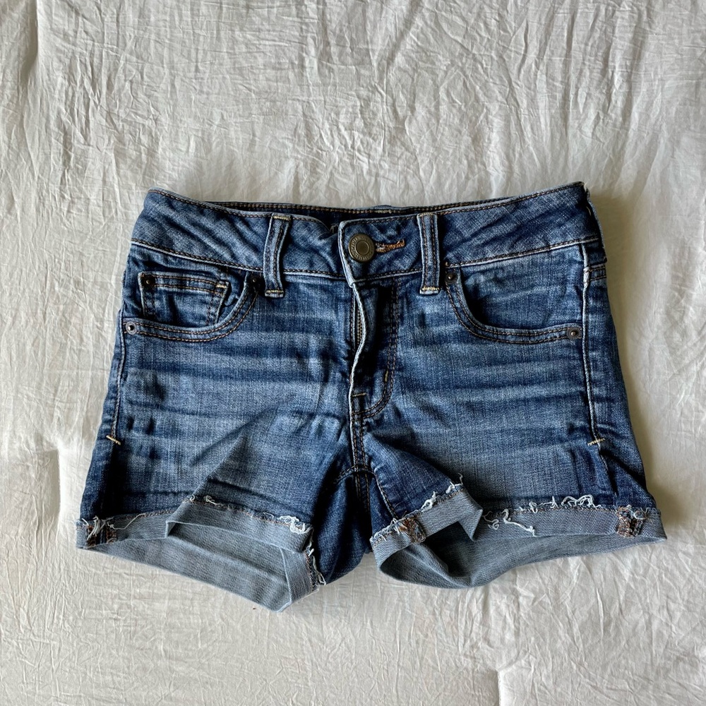 American Eagle Super Stretch Shortie Jean Shorts Size 0